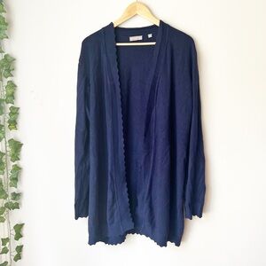 Stitch fox evolution scalloped long cardigan navy blue
